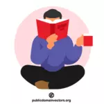 Man reading a red book