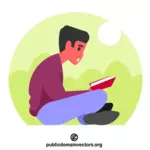 Hombre leyendo un libro vectorial