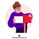L’homme envoie une enveloppe