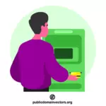Mann benutzt Bankautomat