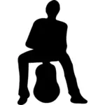 Vector silhouette graphics of man and guitar