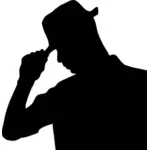 Silhouet vector afbeelding van Mman dragen van hoed