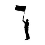 Vektor-Cliparts von schwarzer Umriss der Mann hält eine Fahne