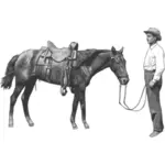 Mies ja hänen hevosvektorigrafiikkansa