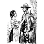 Soldier and his wife vector image