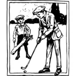 Ilustracja wektorowa Gentlemana dostaje gotowy wobec uderzyć jego piłeczki do golfa