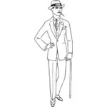 Man in a white suit vector drawing