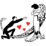 Vektor Zeichnung des Ausdrückens Liebe zu einer noblen Frau Mann