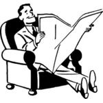 Mann liest Zeitung-Vektor-Bild