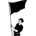 Mann med svart flagg