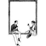 Muž a žena pije rám vektorový obrázek