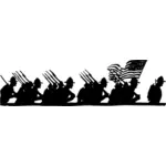 صورة متجهة من صورة ظلية مجموعة الجنود المسيرة