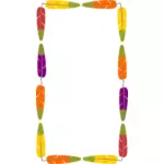 Drawing of frame made out of colorful bird feathers