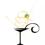 Immagine di vettore di bicchiere da cocktail utilizzato per Martini con oliva