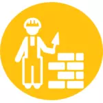 Yellow bricklayer pictogram