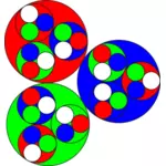 Vektorikuva punaisista, vihreistä ja sinisistä ympyröistä ympyrän sisällä