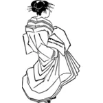 Japanilainen nainen mekossa takavektorin clipart-kuvasta