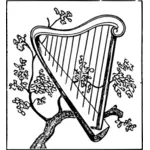 Harp on a branch vector drawing