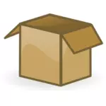 Vektorové kreslení otevřené hnědé kartonové krabice