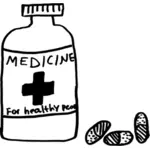 Бутылочку медицины и рисование таблетки