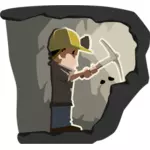 Tekenfilmfiguur van mijnwerker op werk vector illustraties