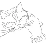 Line drawing of a sleepy Calico cat