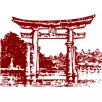 Miyajima Torii dans illustration vectorielle rouge