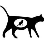 Silhouette vector image of a pregnant cat