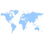 Modrá silueta vektorové kreslení politického světa mapy