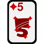 Five of Diamonds funky playing card vector clip art