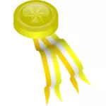 Medalion de aur cu panglici galbene de desen vector