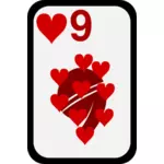 Nine of Hearts funky playing card vector clip art