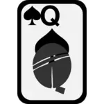 Queen of Spades funky playing card vector clip art