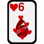 Six of Hearts funky playing card vector clip art