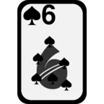 Six of Spades funky playing card vector clip art