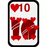 Ten of Hearts funky playing card vector clip art