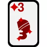 Three of Diamonds funky playing card vector clip art