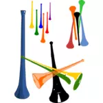Vectorillustratie van kunststof vuvuzelas