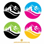 Design do logotipo da aventura na montanha