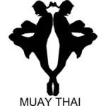 Muay थाई मुद्रा सिल्हूट वेक्टर छवि