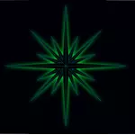 וקטורי איור של זוהר ירוק כוכב על רקע שחור