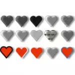 Selección de vector de 15 corazones