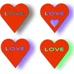 Cuatro corazones rojos vector imagen
