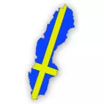 Bandera sueca en el mapa de Suecia