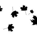 Monochrome falling leaves vector illustration