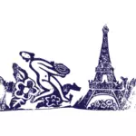 Lady and Eiffel Tower