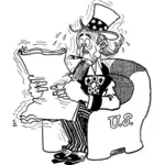 Nervous Uncle Sam vector drawing