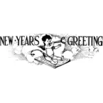 Baby delivers New Year's greetings vector illustration