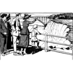 Illustrazione vettoriale di famiglia che gode della vista delle Cascate del Niagara