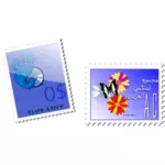 Graphiques vectoriels de timbres postaux gnome et papillon